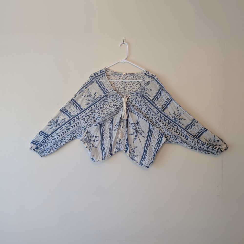 Free People Blue Floral Top